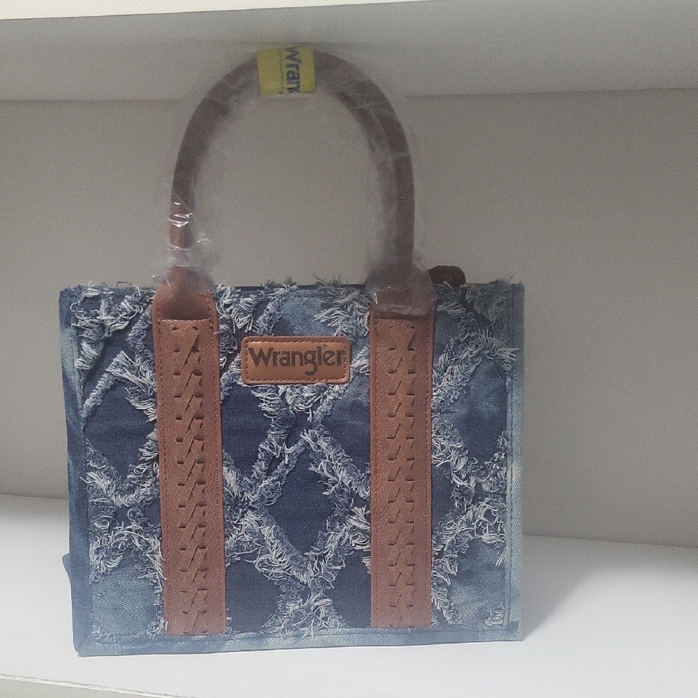 Wrangler Distressed Denim and Leather Tote